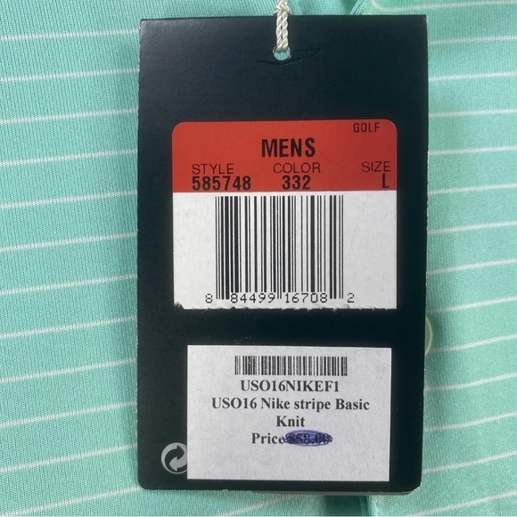 Nike Dri-FIT Golf Polo Shirt Mens Large Green Stripe U.S. Open Oakmont 2016 NWT - Picture 7 of 11